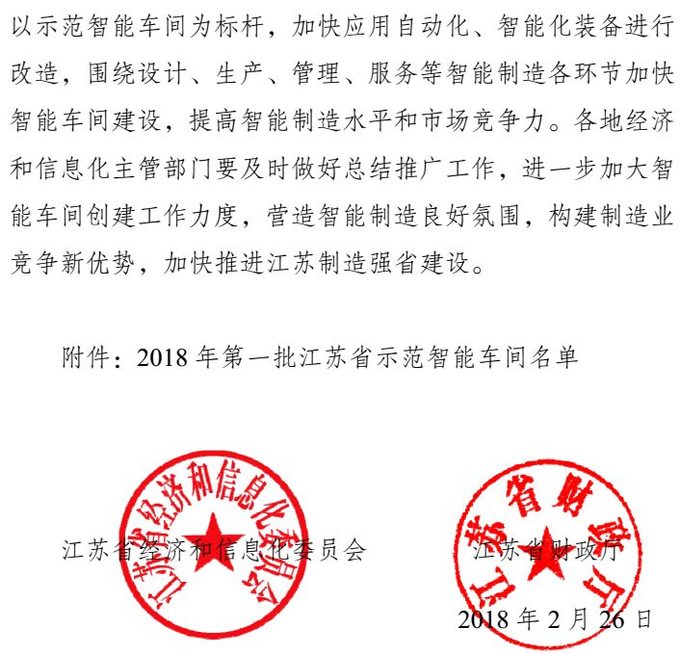 智能，智能車間，示范智能車間，江蘇省示范智能能車間